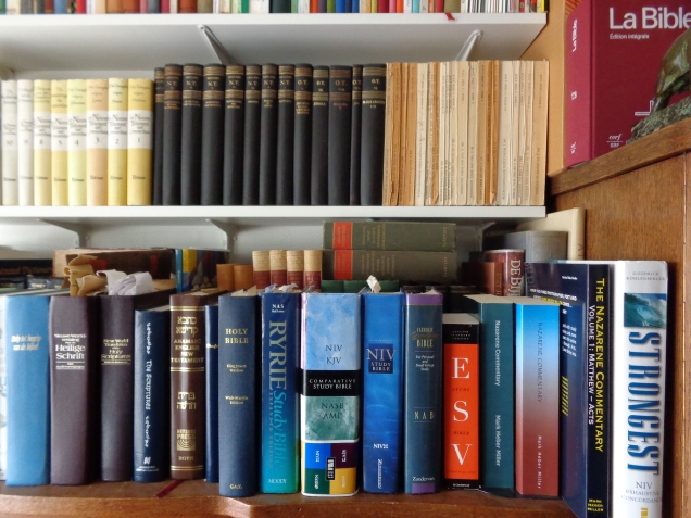 Several Bible-translations on the Bookshelf
